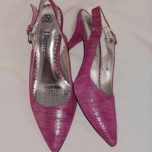 J.Renee Pink Slingback  Kitten Heel Shoes sz 9W